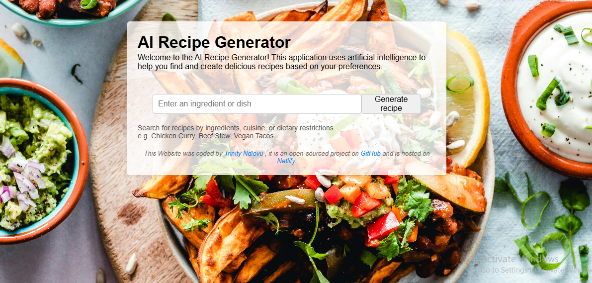 AI recipe generator app